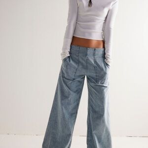 Free People Light Denim Wide-Leg Jeans